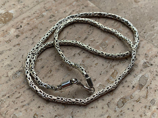 Byzantine hand woven chain. 2.5mm. Sterling Silver. 18”, 20”, or 22” long.