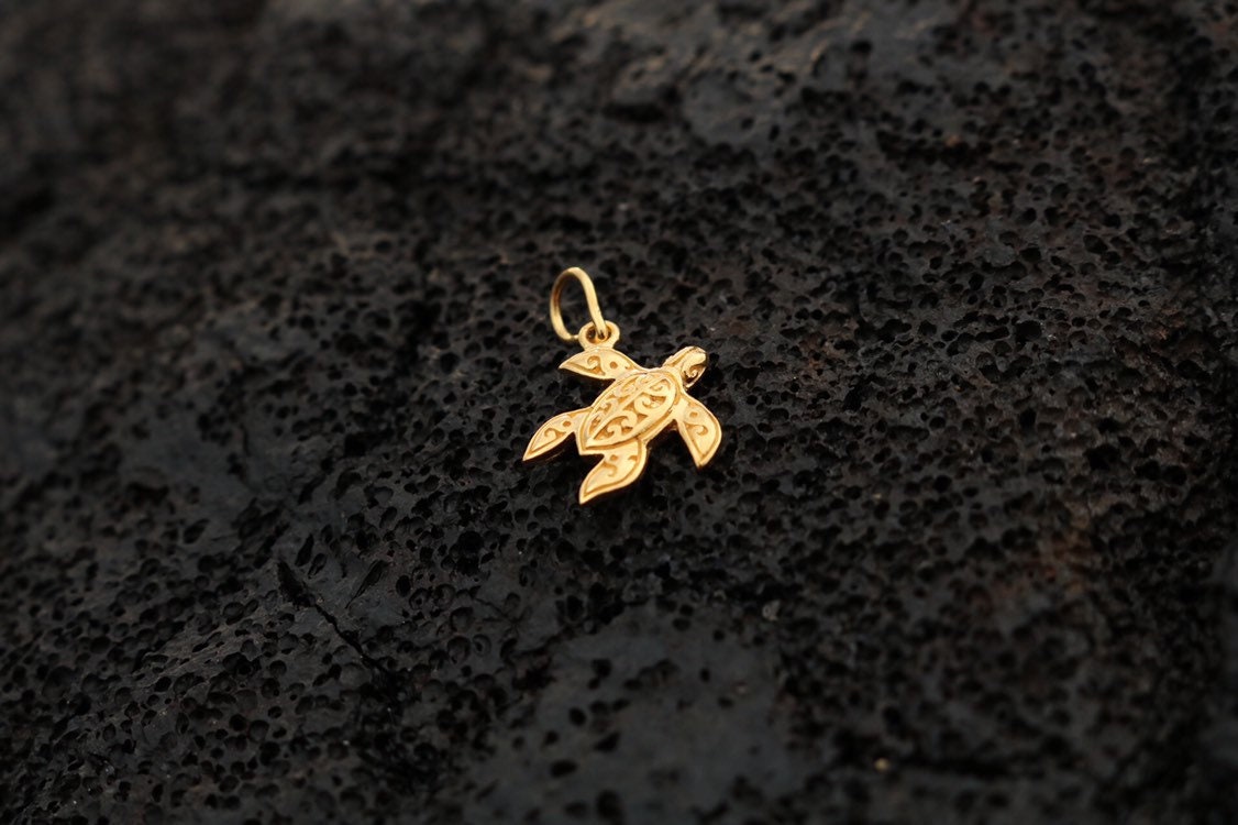 18K Gold Vermeil Turtle Necklace Pendant