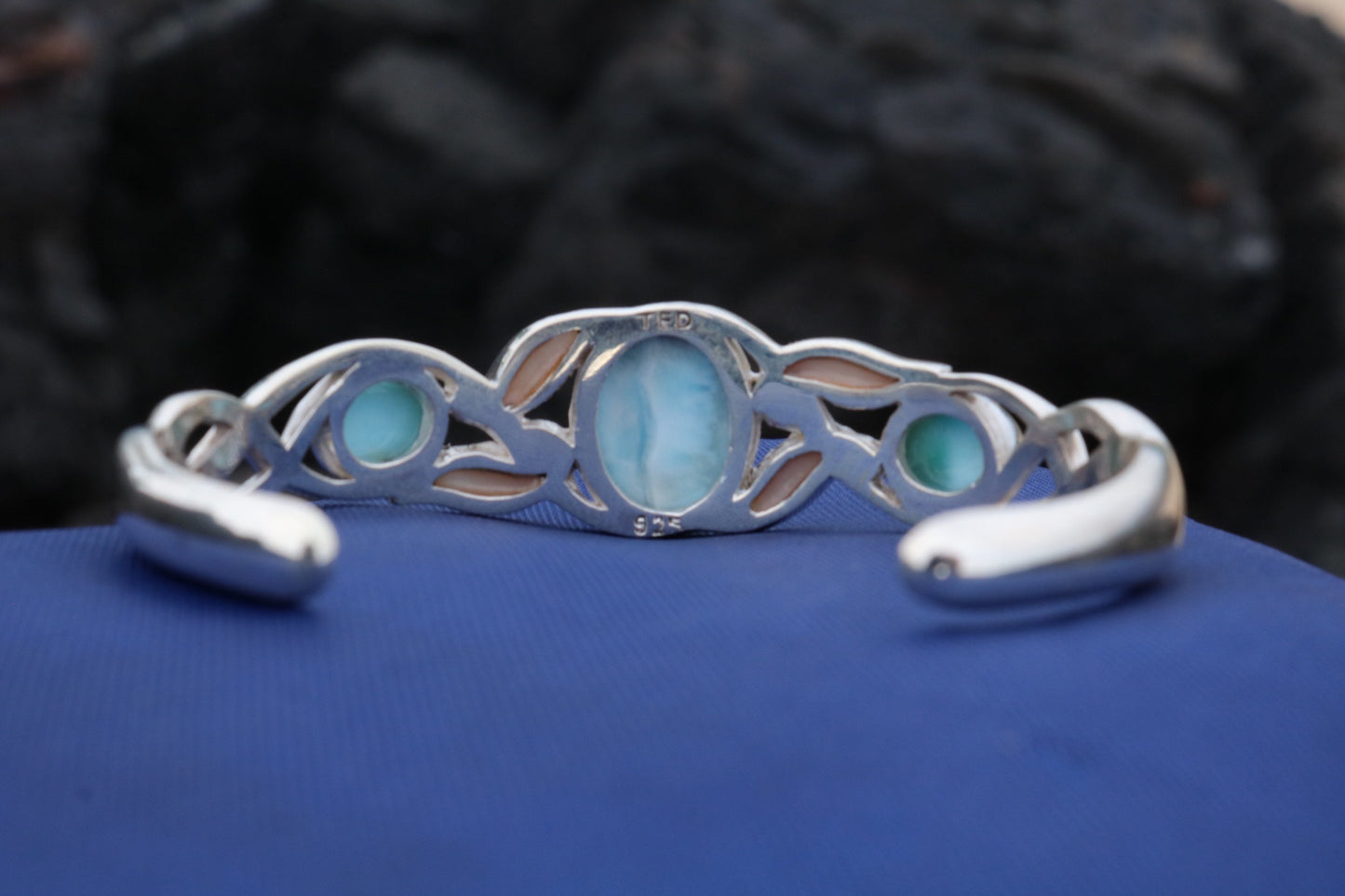 Larimar Bracelet Cuff. Sterling Silver.