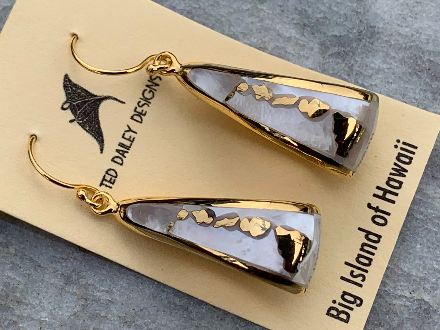 Hawaiian islands hoop earrings. Oahu, Maui, Kauai and Big Island. 18K Gold Vermeil.