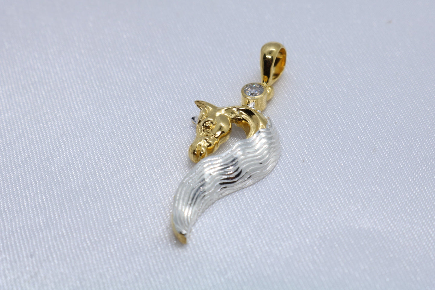 Horse Necklace Pendant. 3mm Diamond, or Zircon, 18K Gold Vermeil, Silver.