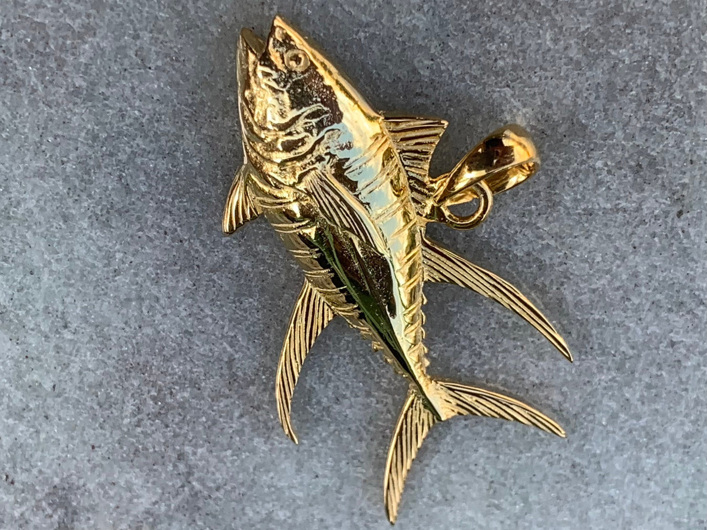 Ahi Tuna Fish Necklace Pendant Necklace. Fisherman Gift. 18k Gold Vermeil.