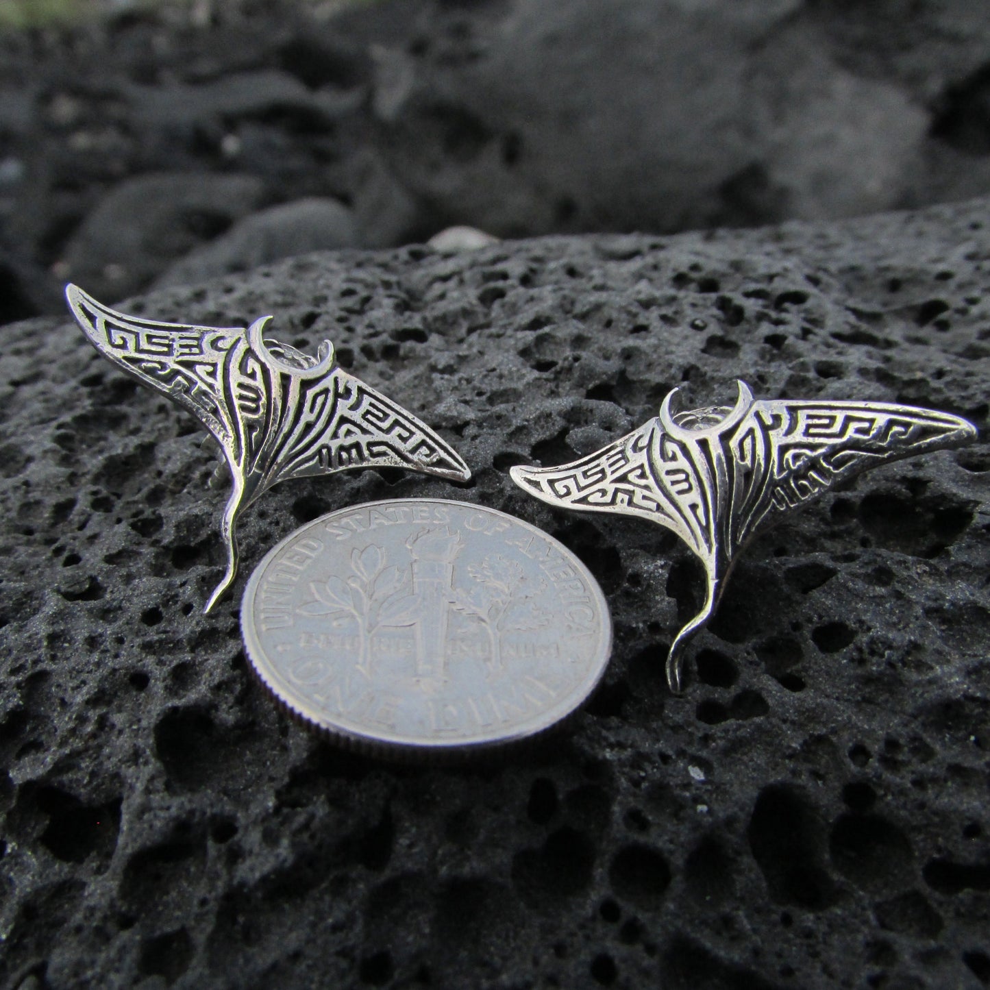 Manta Ray Earrings Studs | Sterling Silver | Ocean | Beach | Gift | Jewelry | Handmade | Unique