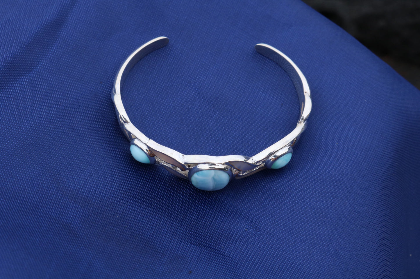 Larimar Bracelet Cuff. Sterling Silver.