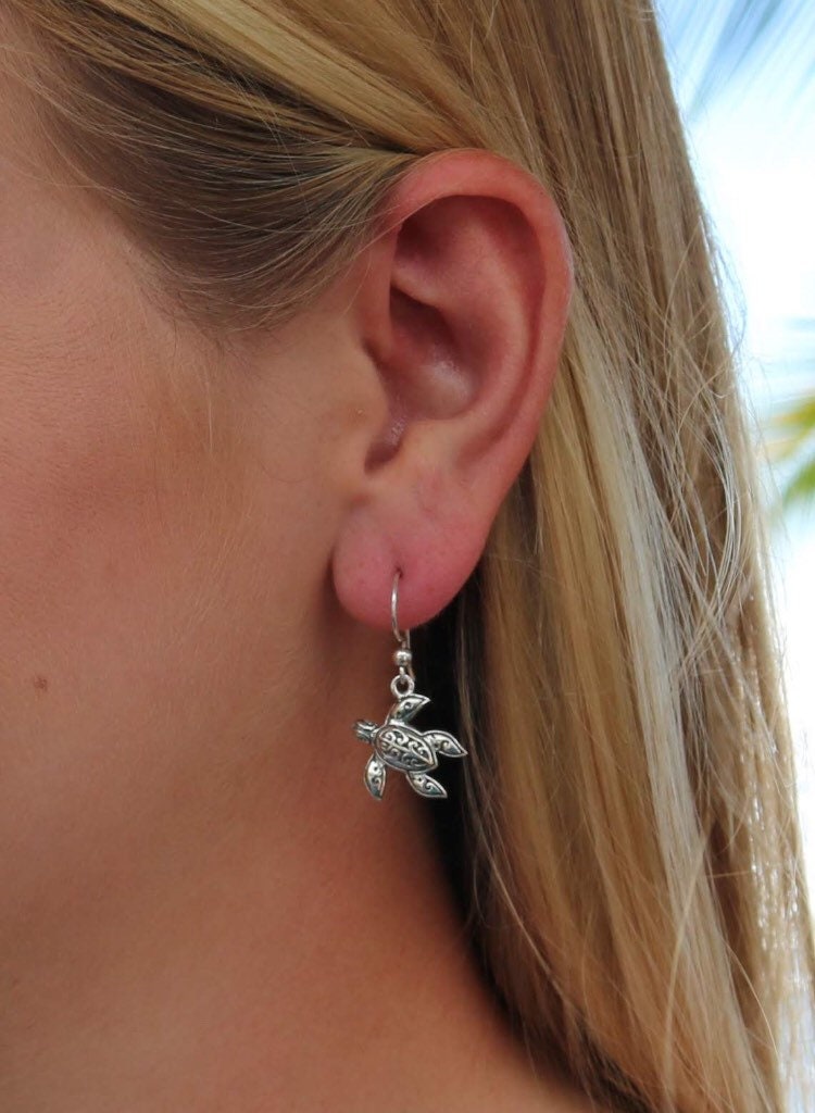 Turtle Earrings | Sterling Silver | Ocean | Beach | Gift | Jewelry | Handmade | Unique