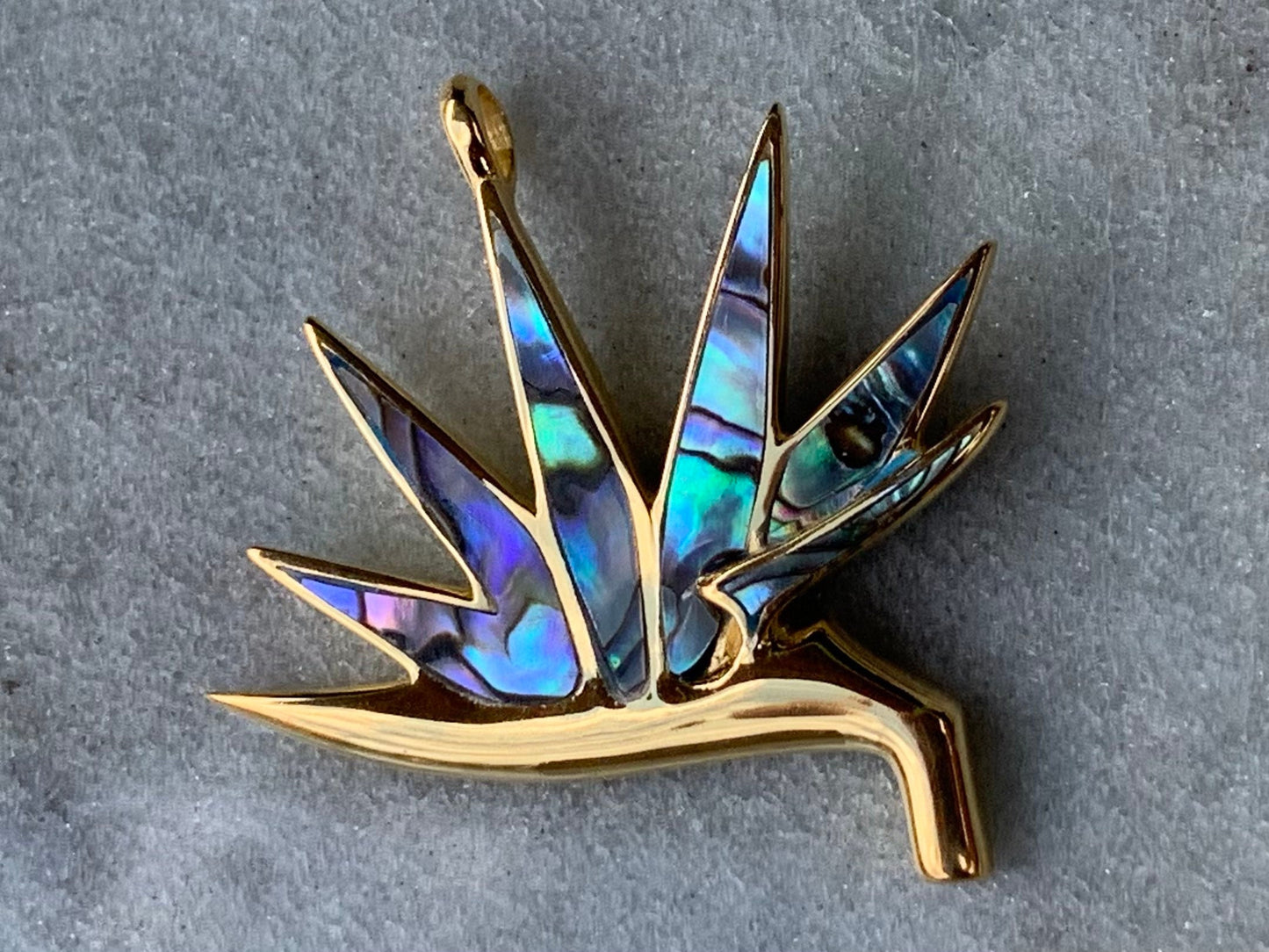 Bird of Paradise Flower 18k Gold Vermeil Necklace Pendant