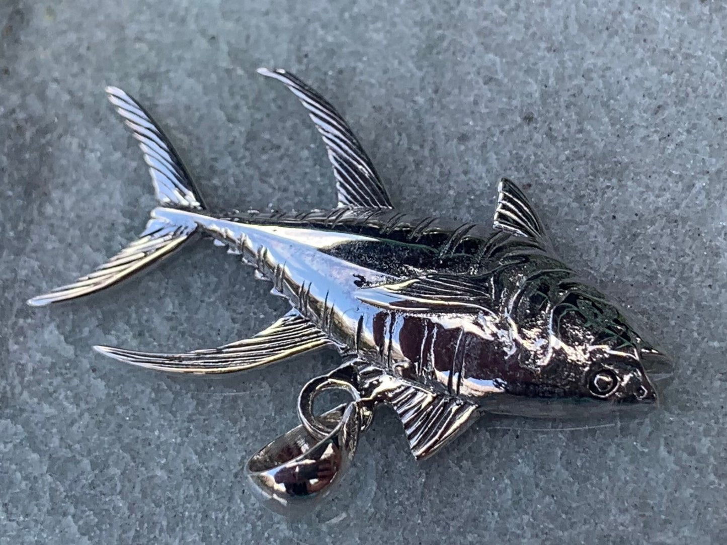 Ahi Tuna Fish Necklace Pendant Necklace. Fisherman Gift. Sterling Silver.