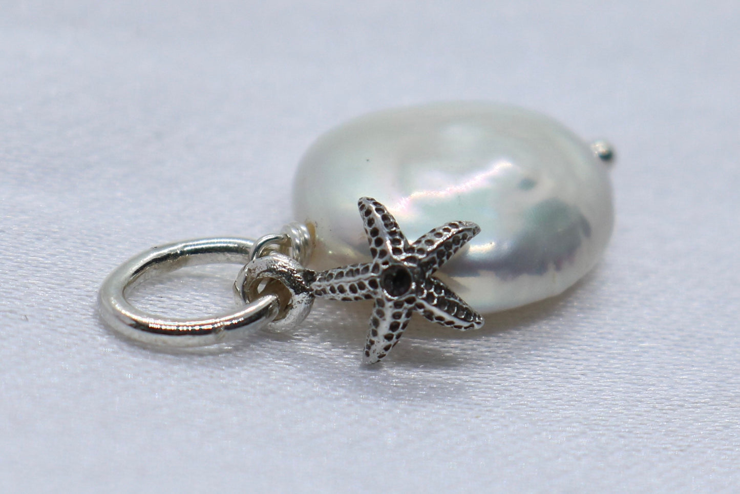Starfish Pearl Charm Coin Silver Pendant Necklace