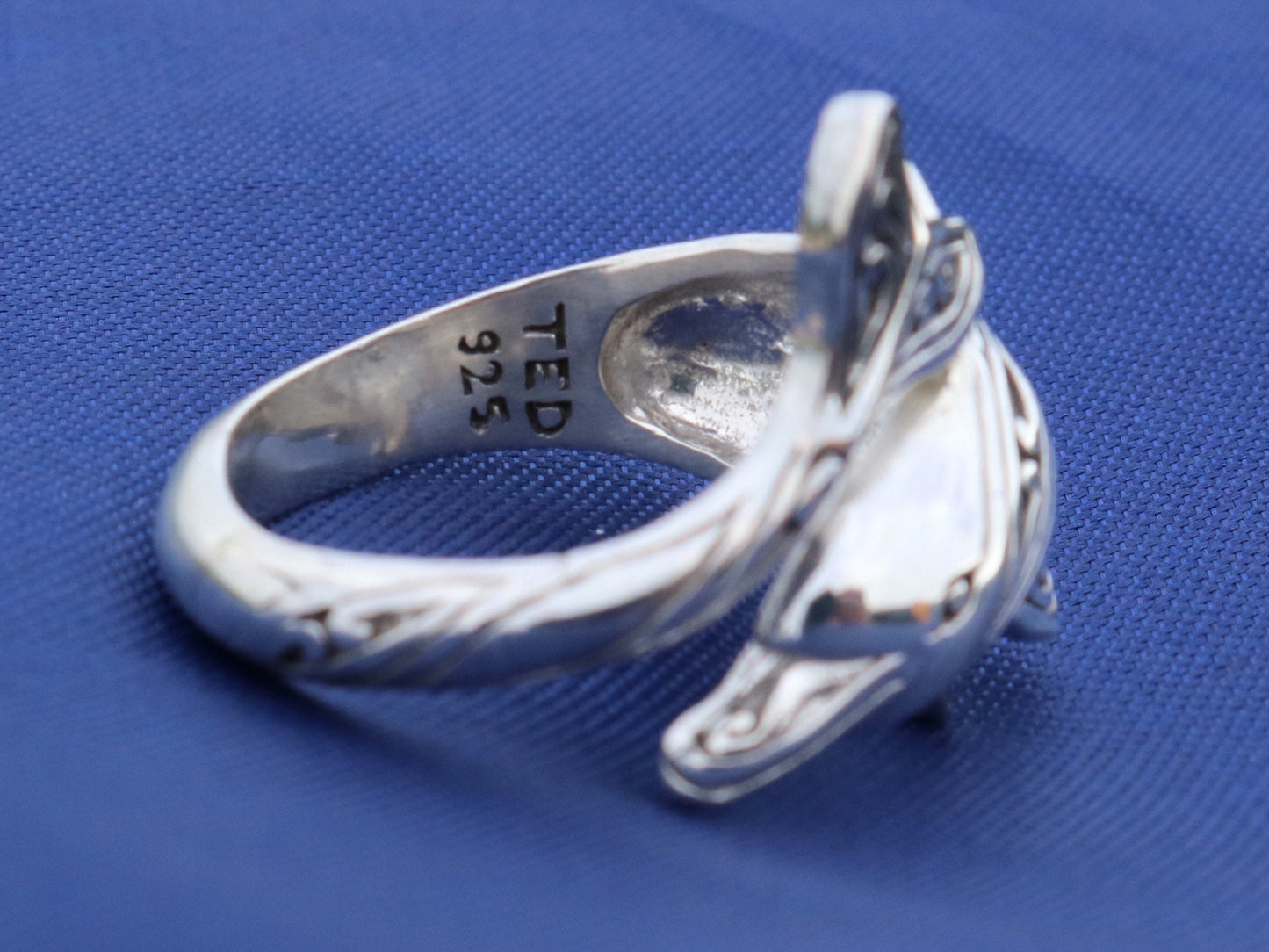Dolphin Ring Tribal Polynesian Tattoo Design Naia. Sterling Silver.
