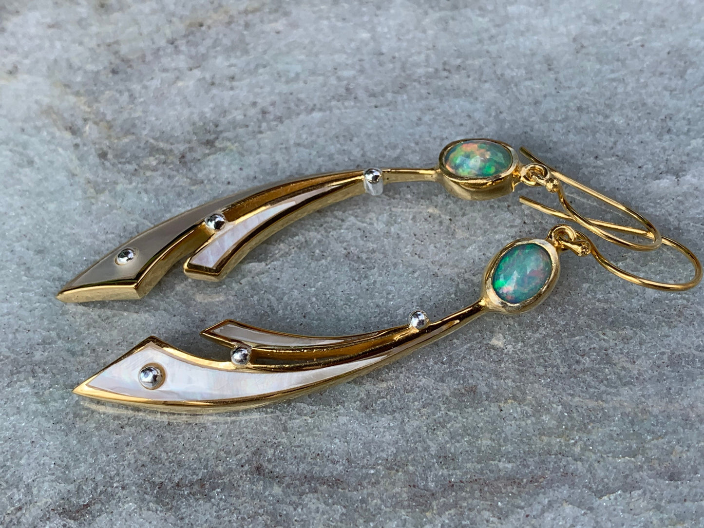 Opal Wave 18k Gold Vermeil Earrings