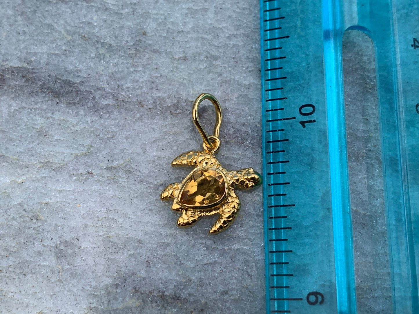 Turtle Charm Citrine Necklace Pendant 18k Gold Vermeil