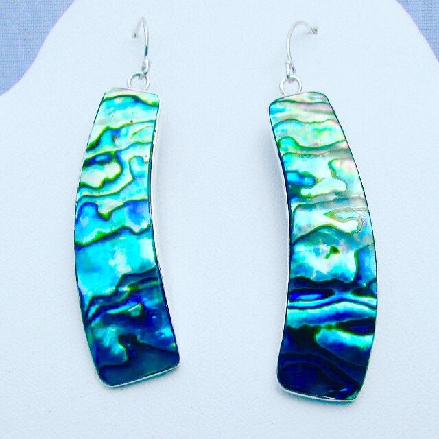 Zen Earrings | Paua Abalone Shell | Sterling Silver | Gift | Jewelry | Handmade | Unique