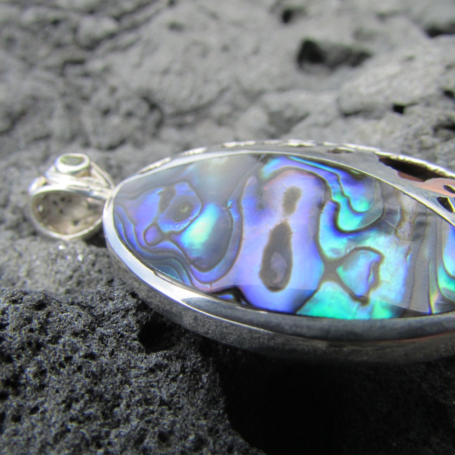 Hawaii Island Chain Necklace Pendant Large | Abalone Paua Shell | Peridot | Sterling Silver | Koa Wood | Beach | Gift | Jewelry | Handmade