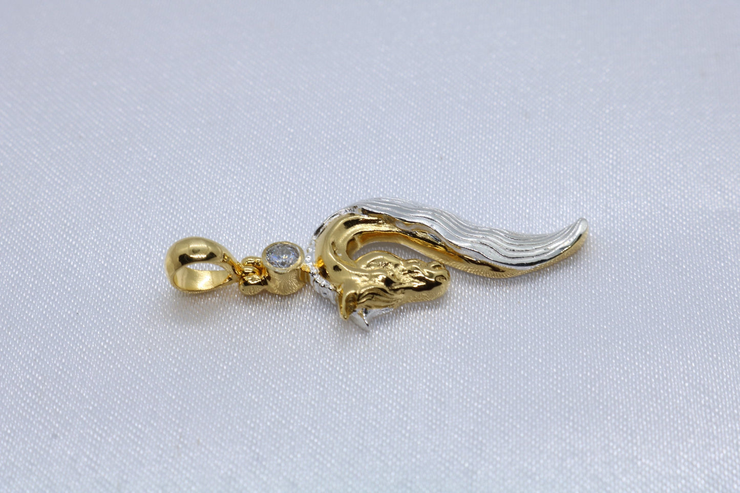 Horse Necklace Pendant. 3mm Diamond, or Zircon, 18K Gold Vermeil, Silver.