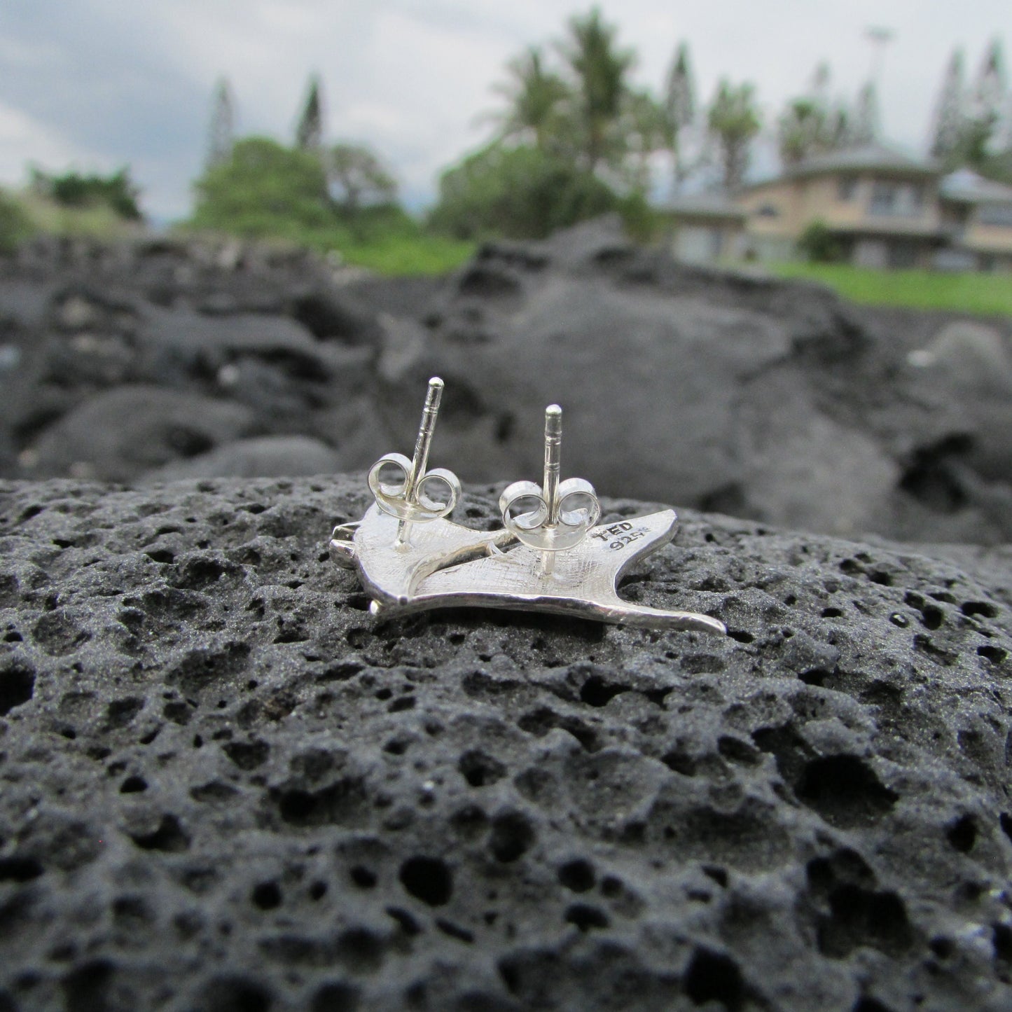 Manta Ray Earrings Studs | Sterling Silver | Ocean | Beach | Gift | Jewelry | Handmade | Unique