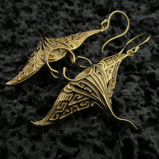 18K Gold Vermeil Manta Ray Stingray Earrings | Ocean | Beach | Gift | Jewelry | Handmade | Unique