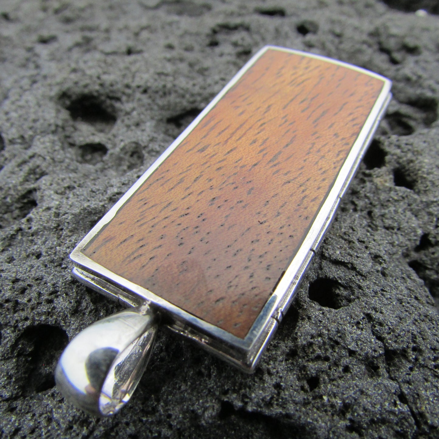 Bamboo Necklace Pendant Large | Hawaiian Koa Wood | Sterling Silver | Ocean | Beach | Gift | Jewelry | Handmade | Unique