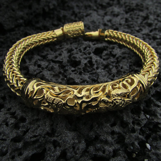 18K Gold Vermeil Handmade Men's Bracelet Manta Ray Turtle Hawaii | 18K Gold | Sterling Silver