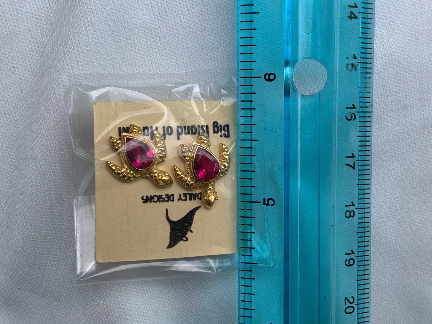 18k gold vermeil ruby turtle earrings studs.