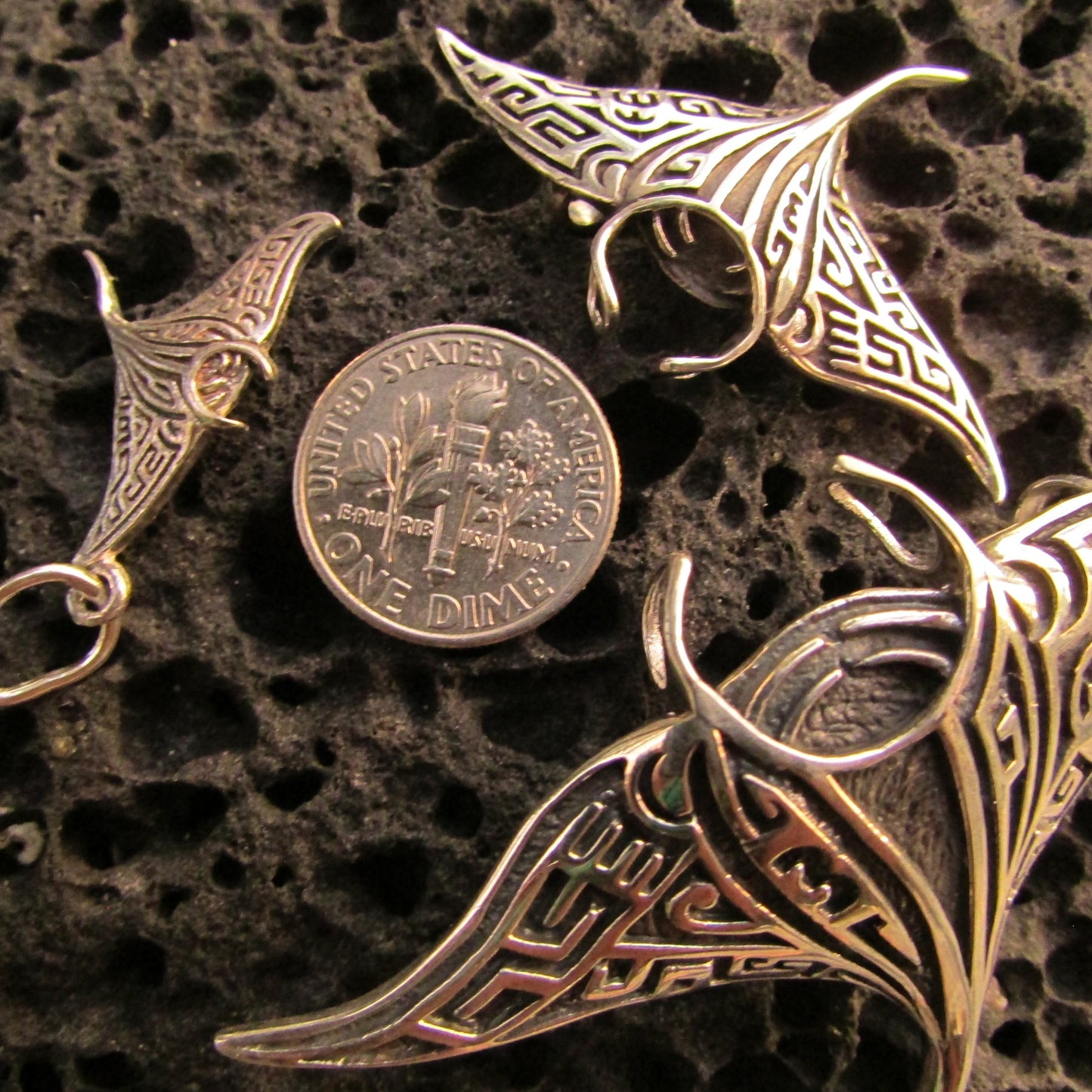 Manta Ray Pendant Necklace Large | Sterling Silver | Ocean | Beach | Gift | Jewelry | Handmade | Unique