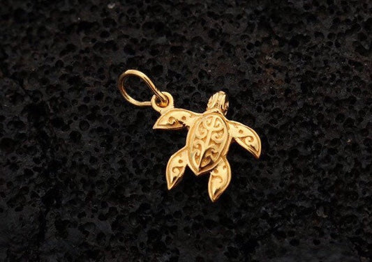 18K Gold Vermeil Turtle Necklace Pendant