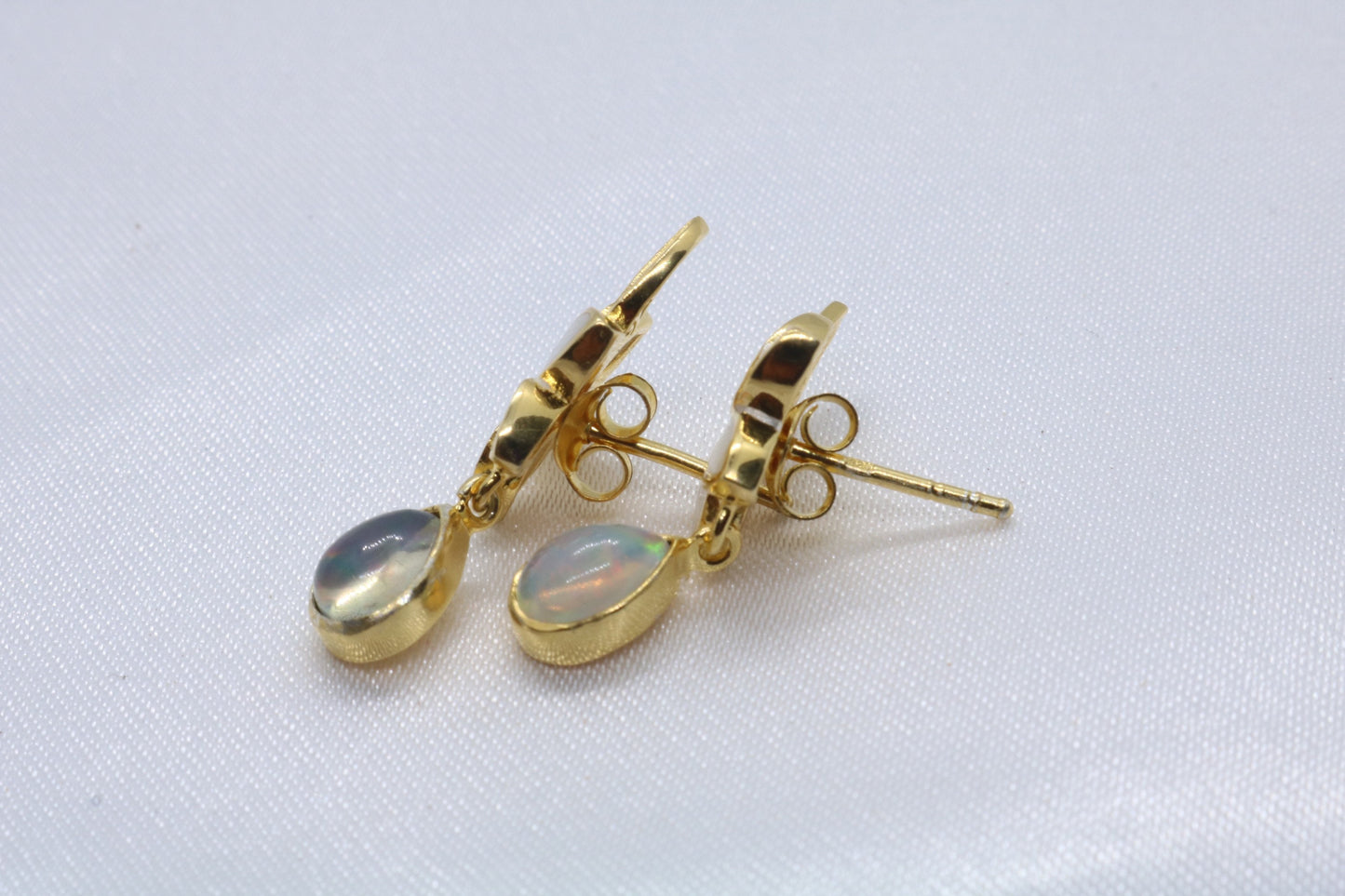 Opal Plumeria Flower 18K Gold Mother of Pearl Stud Earrings