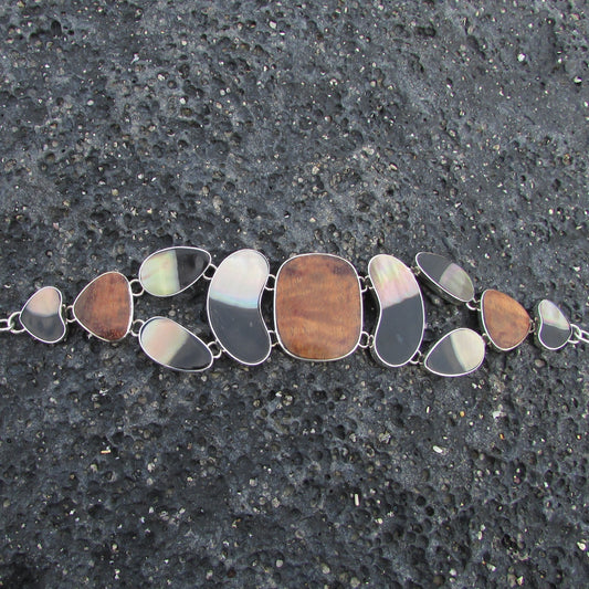 Bracelet | Hawaiian Koa Wood | Black Lip Ouster | Sterling Silver