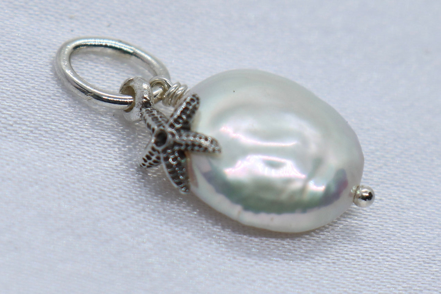 Starfish Pearl Charm Coin Silver Pendant Necklace