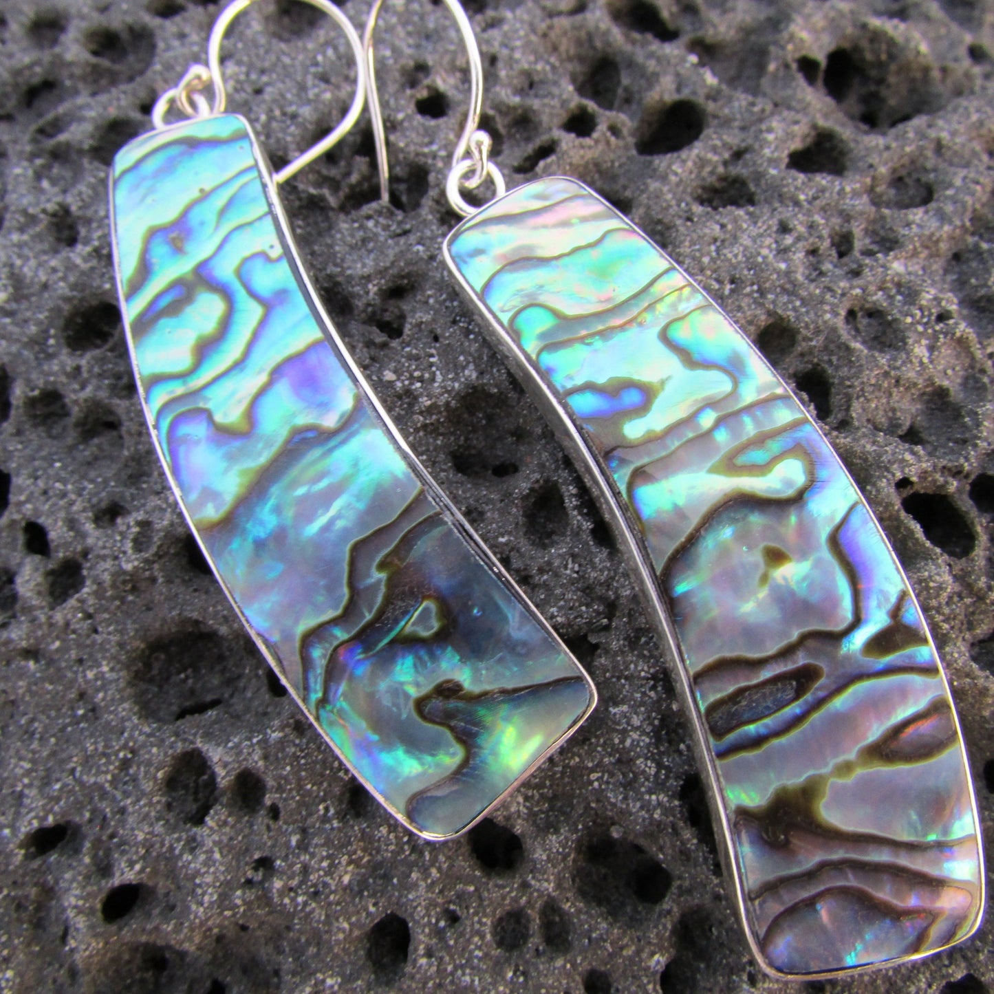 Zen Earrings | Paua Abalone Shell | Sterling Silver | Gift | Jewelry | Handmade | Unique
