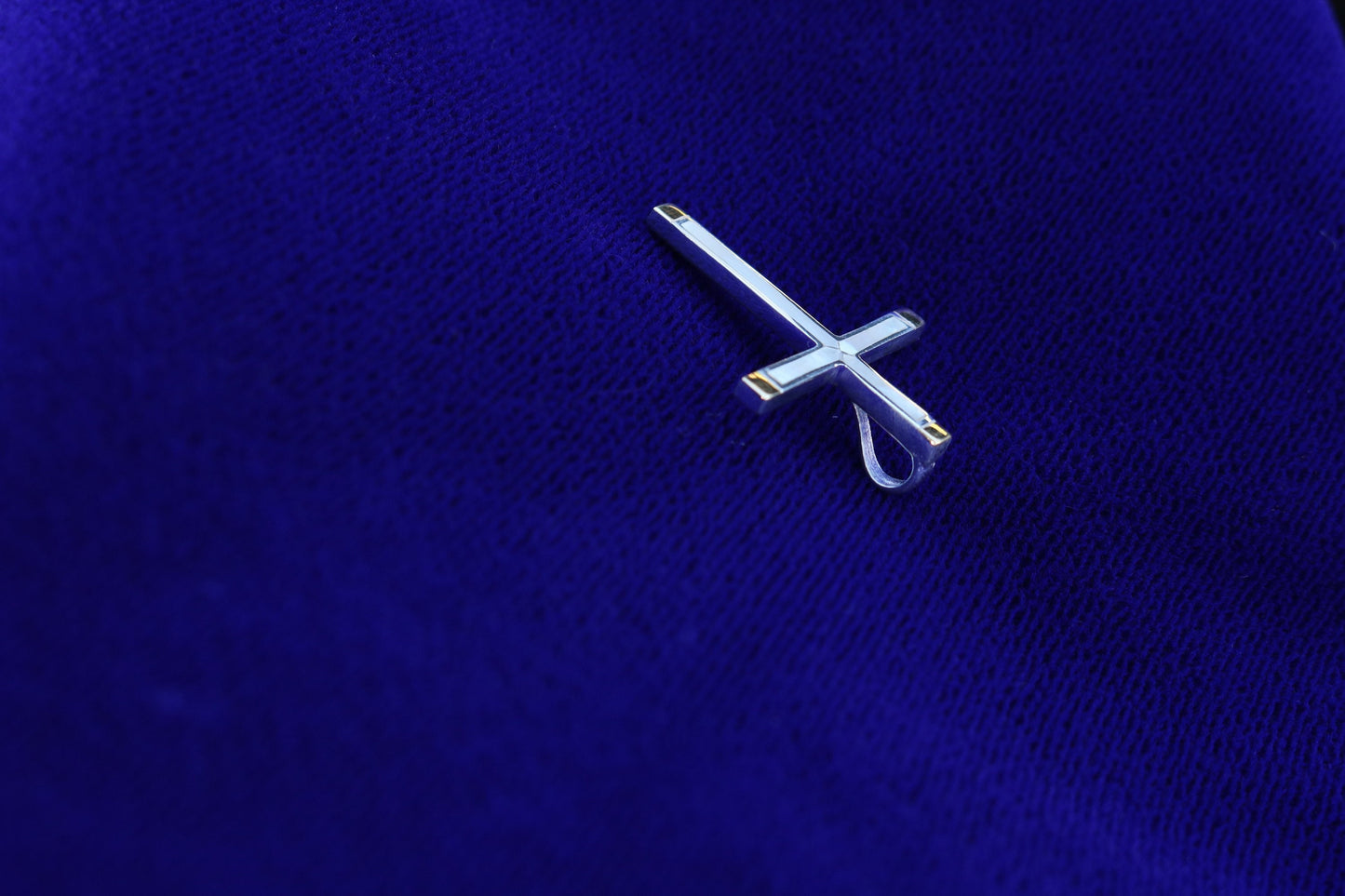 Cross 18k Gold Vermeil Pendant Necklace. Mother of Pearl, Abalone Shell.