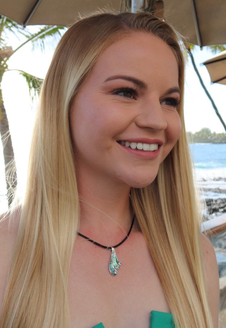 Waterfall Water Necklace Pendant | Blue Topaz | Abalone Paua Shell | Sterling Silver | Ocean | Beach | Gift | Jewelry | Handmade | Unique