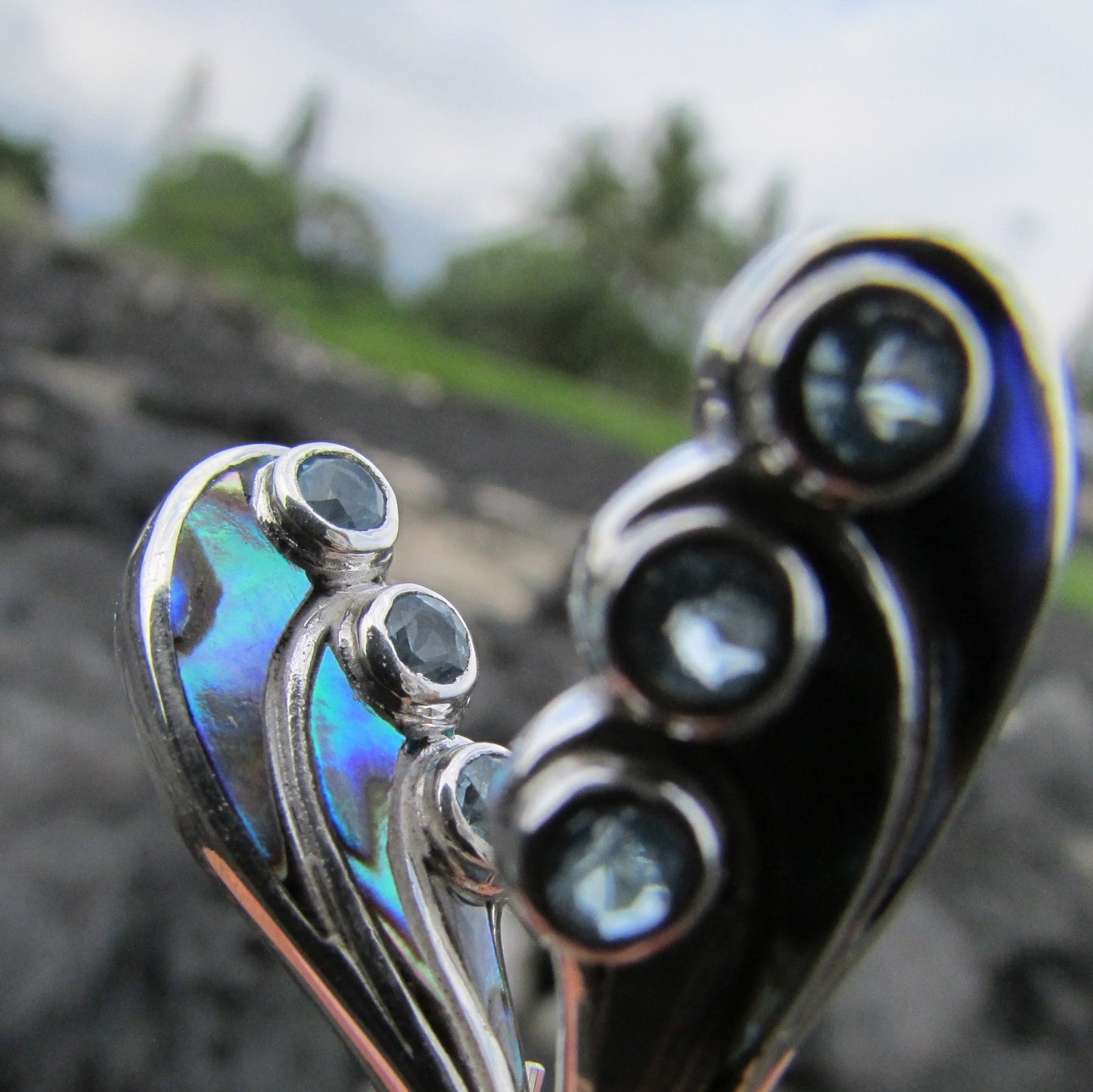 Waterfall Earrings | Blue Topaz | Paua Abalone Shell | Sterling Silver | Ocean | Beach | Gift | Jewelry | Handmade | Unique