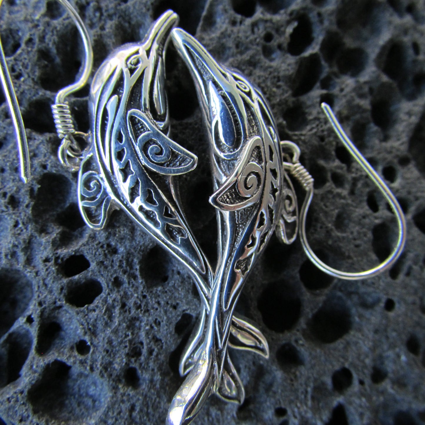 Dolphin Earrings Large | Sterling Silver | Ocean | Beach | Gift | Jewelry | Handmade | Unique