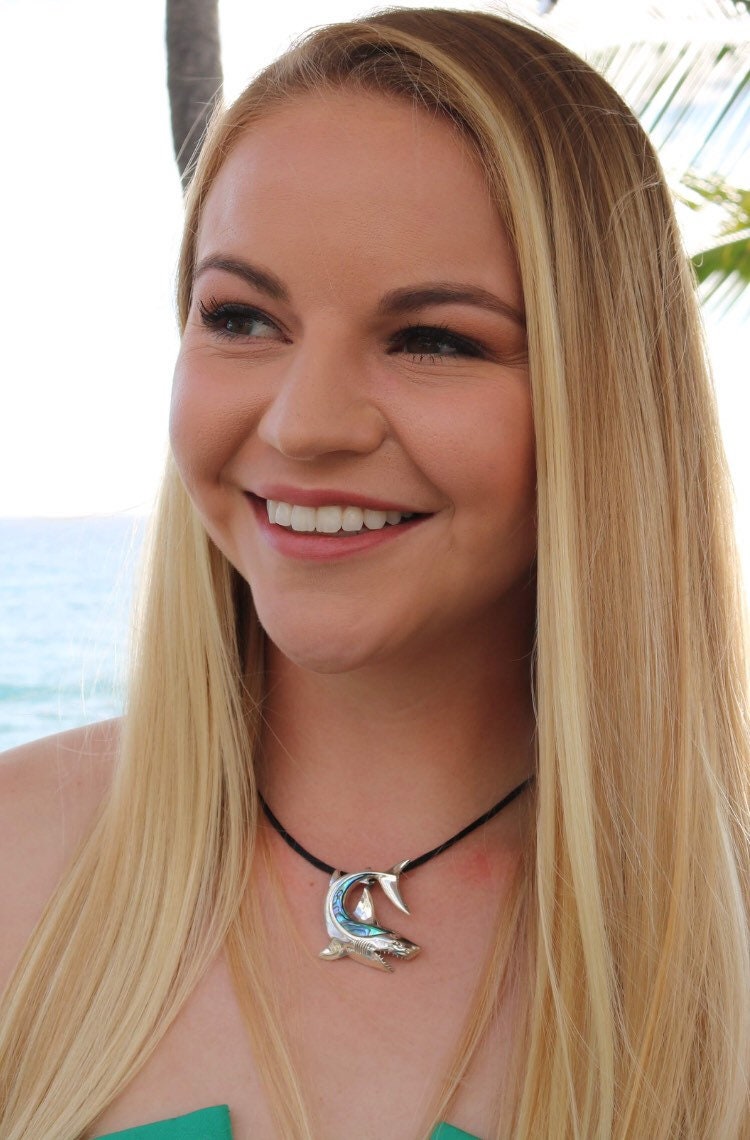 Shark Necklace Pendant. Sterling Silver, Mother of Pearl, Abalone Paua Shell.