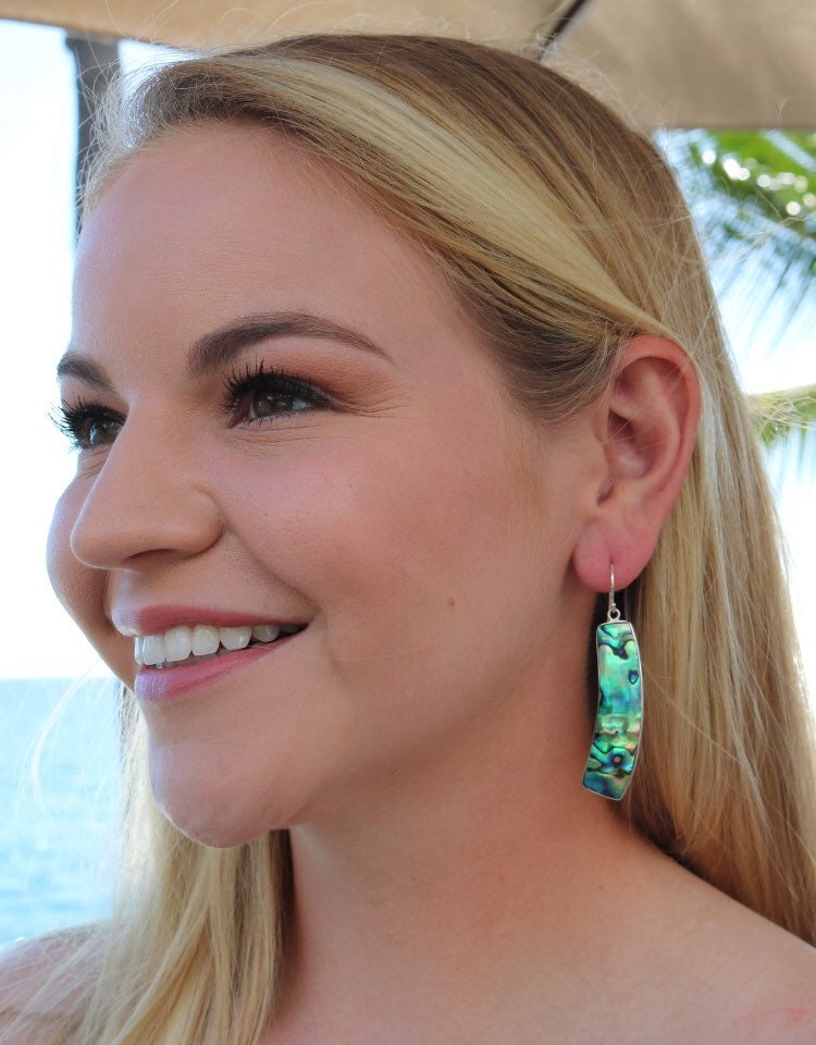 Zen Earrings | Paua Abalone Shell | Sterling Silver | Gift | Jewelry | Handmade | Unique