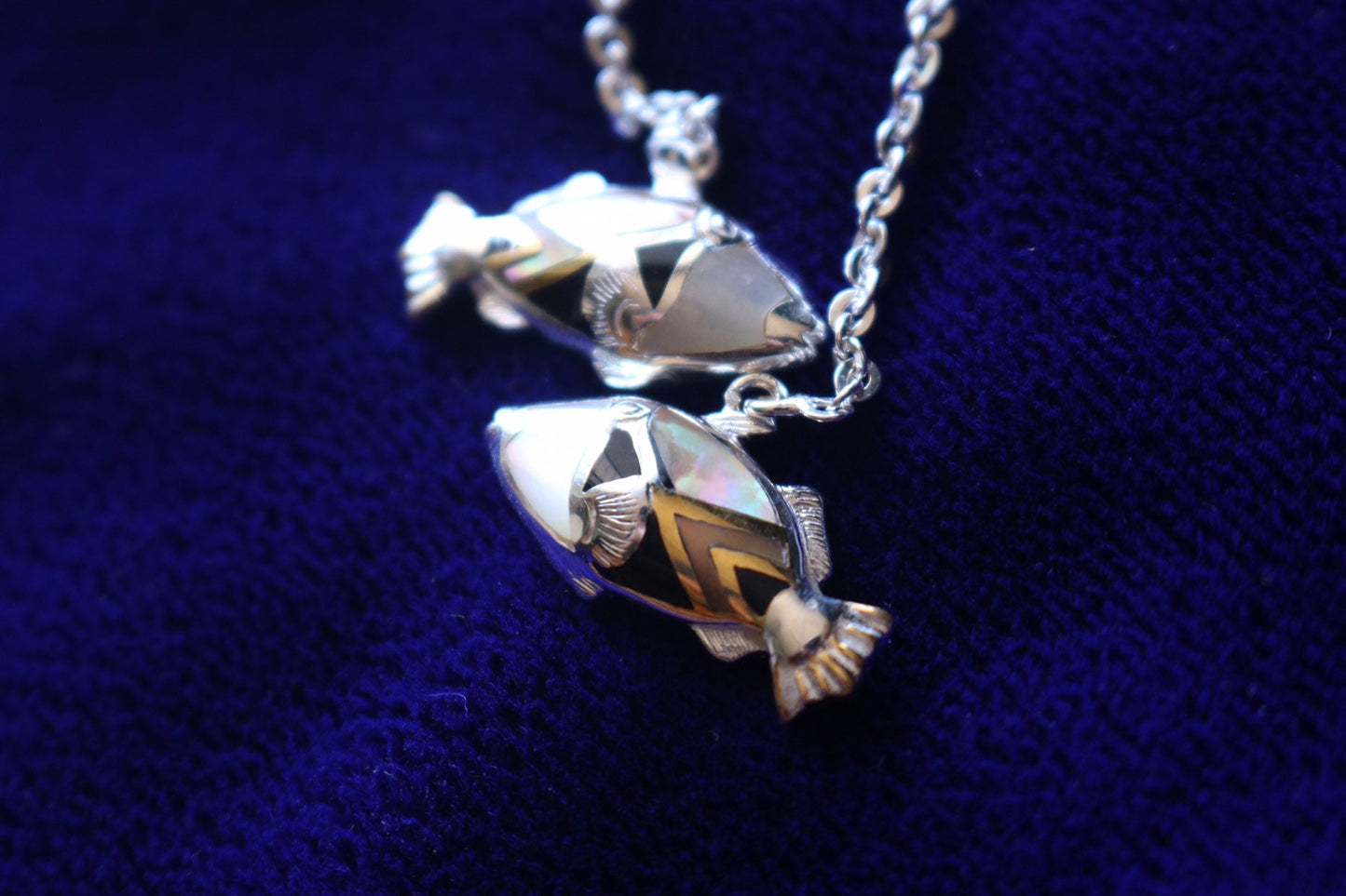 Humuhumunukunukuapua’a (Trigger Fish) Hawaiian State Fish Earrings. 18k Gold Vermeil, Silver, Mother of Pearl.