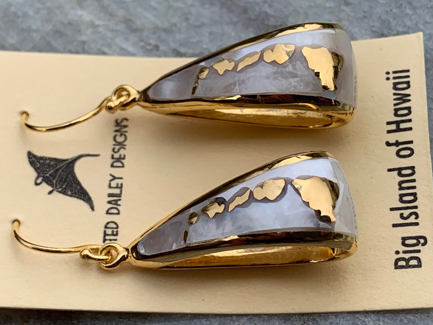 Hawaiian islands hoop earrings. Oahu, Maui, Kauai and Big Island. 18K Gold Vermeil.