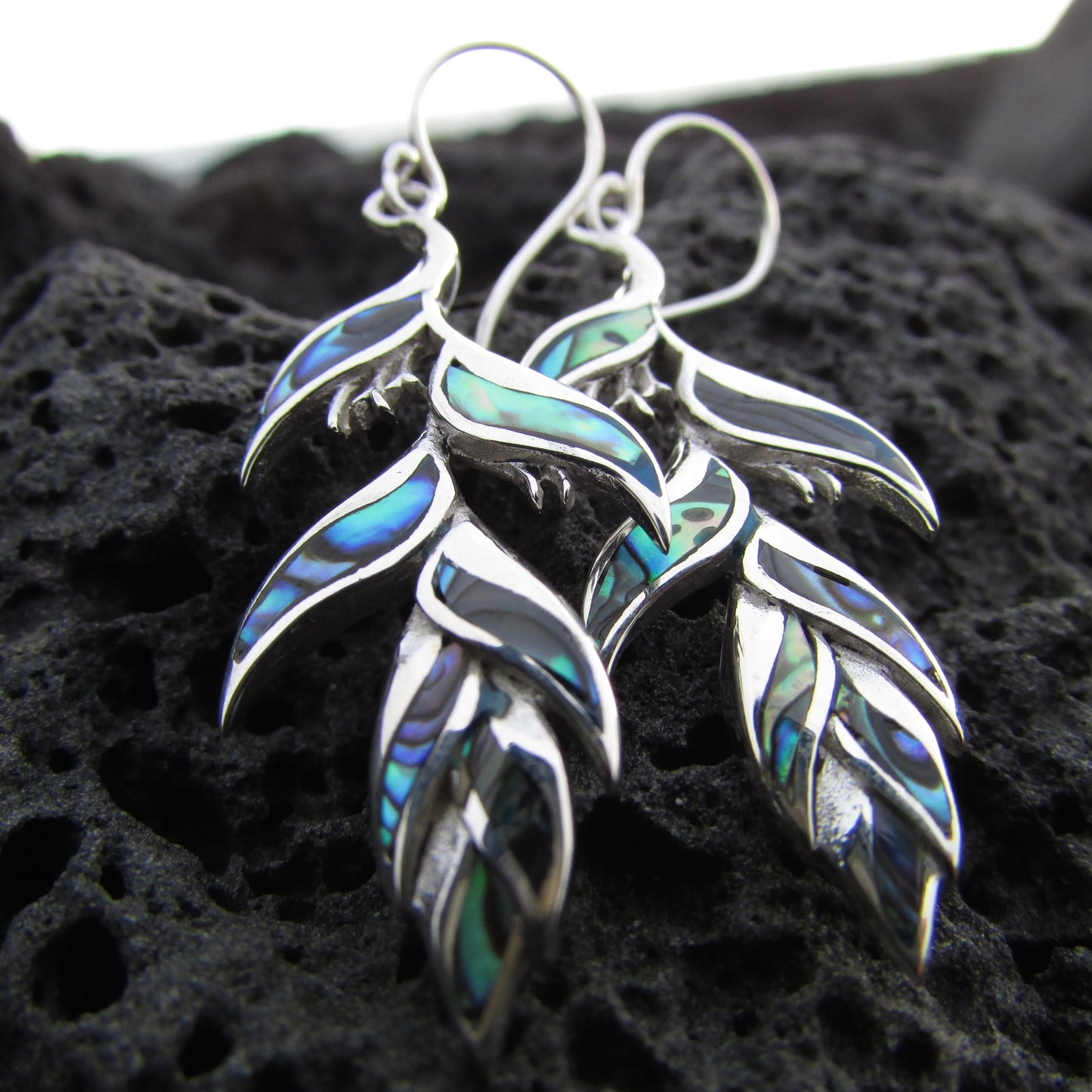 Heliconia Flower Earrings | Paua Abalone Shell | Sterling Silver | Nature | Gift | Jewelry | Handmade | Unique
