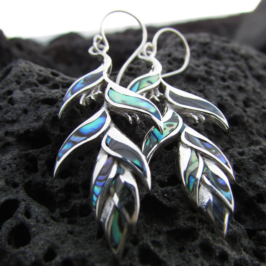 Heliconia Flower Earrings | Paua Abalone Shell | Sterling Silver | Nature | Gift | Jewelry | Handmade | Unique