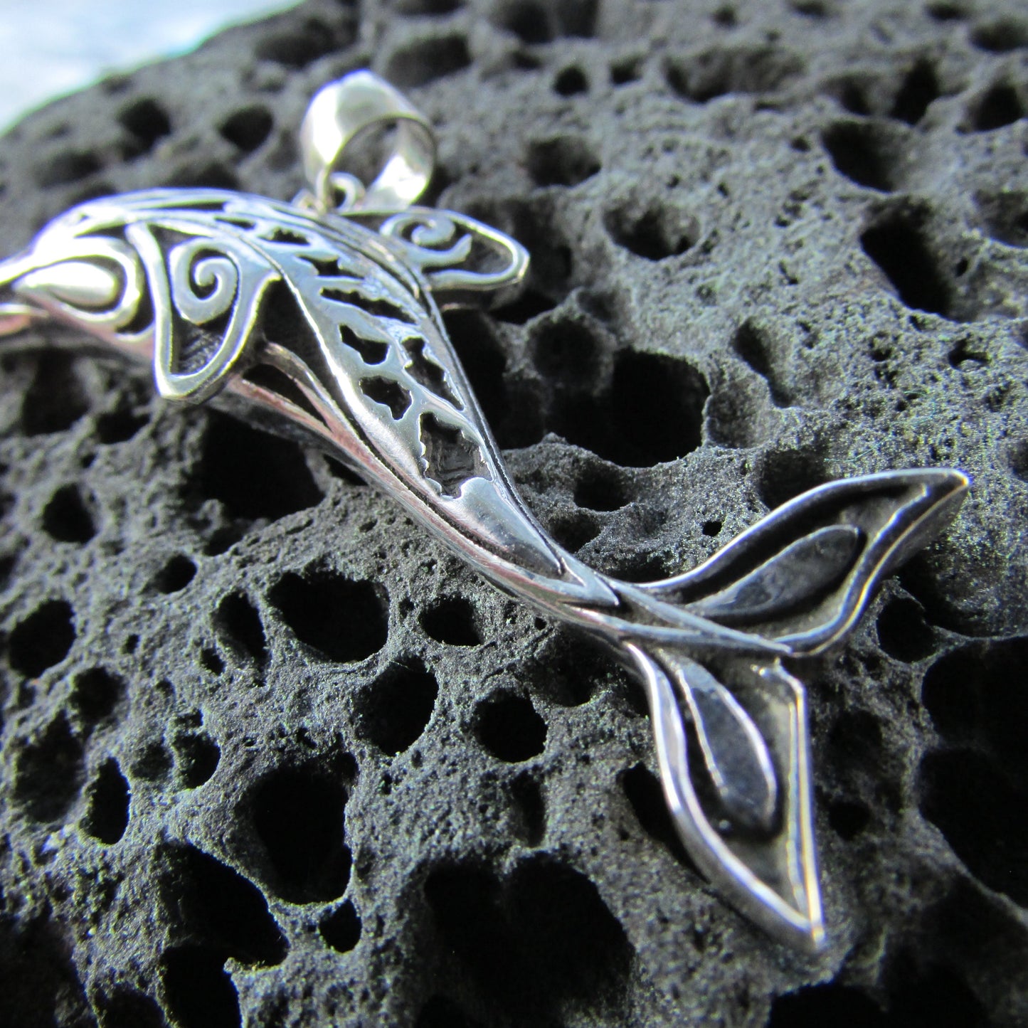 Dolphin Necklace Pendant | Sterling Silver | Ocean | Beach | Gift | Jewelry | Handmade | Unique