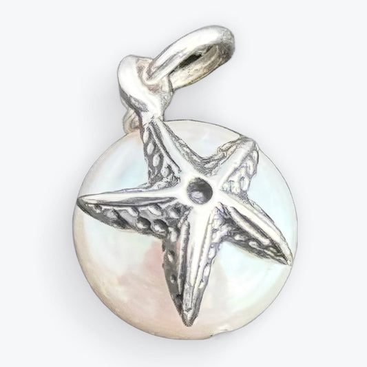 Starfish Pearl Charm Coin Silver Pendant Necklace