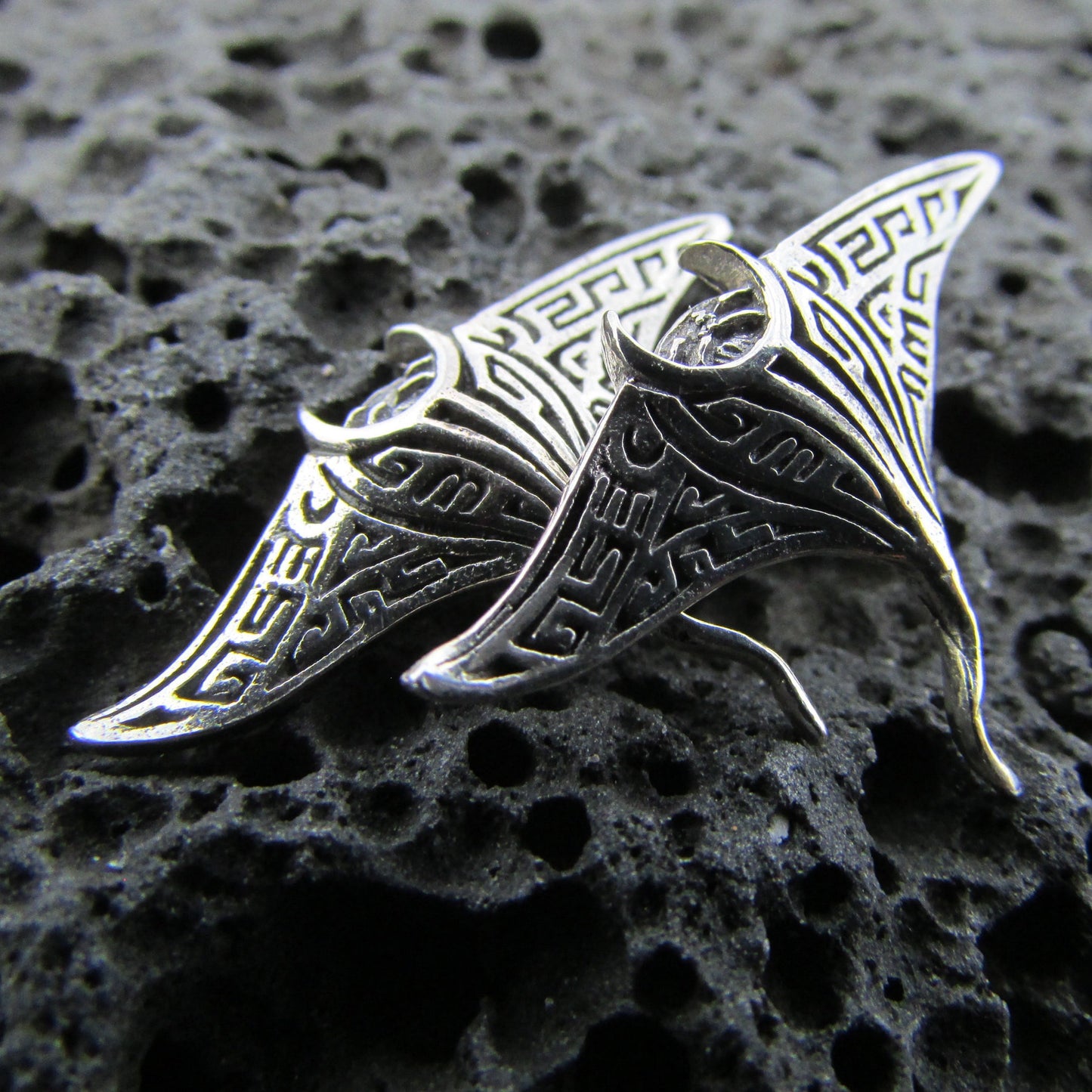 Manta Ray Earrings Studs | Sterling Silver | Ocean | Beach | Gift | Jewelry | Handmade | Unique
