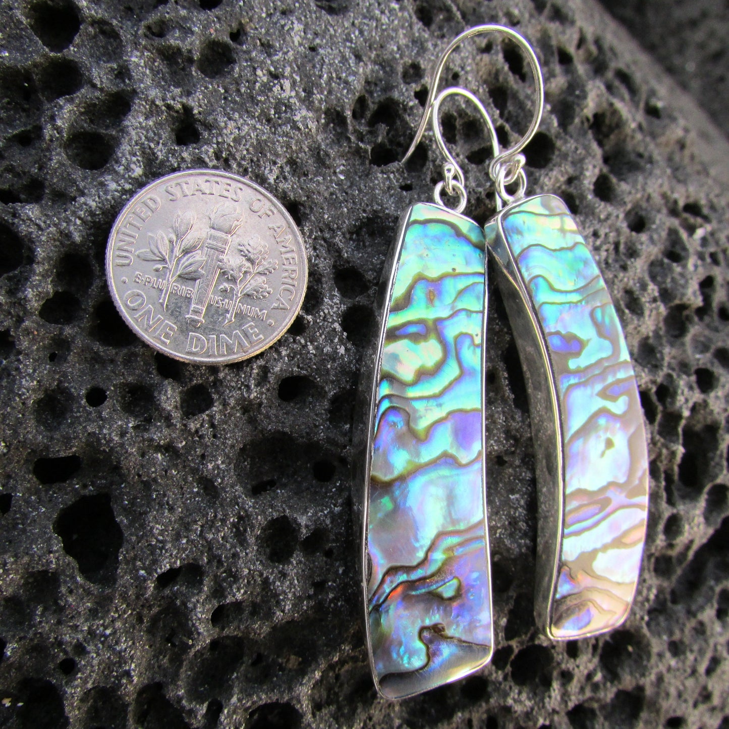 Zen Earrings | Paua Abalone Shell | Sterling Silver | Gift | Jewelry | Handmade | Unique