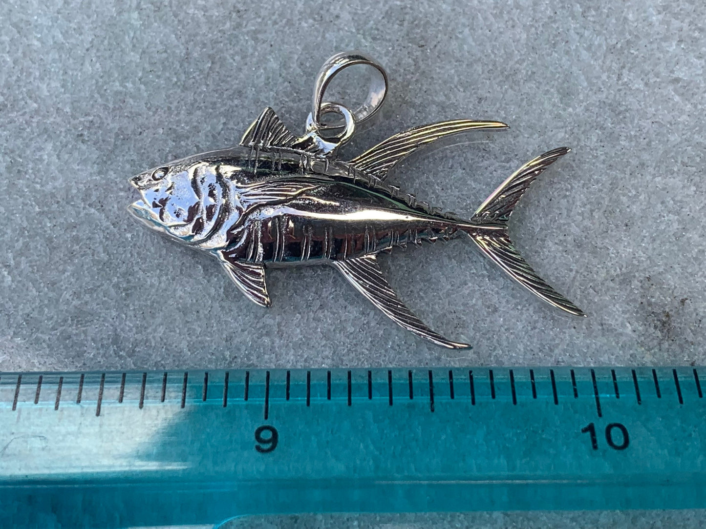 Ahi Tuna Fish Necklace Pendant Necklace. Fisherman Gift. Sterling Silver.