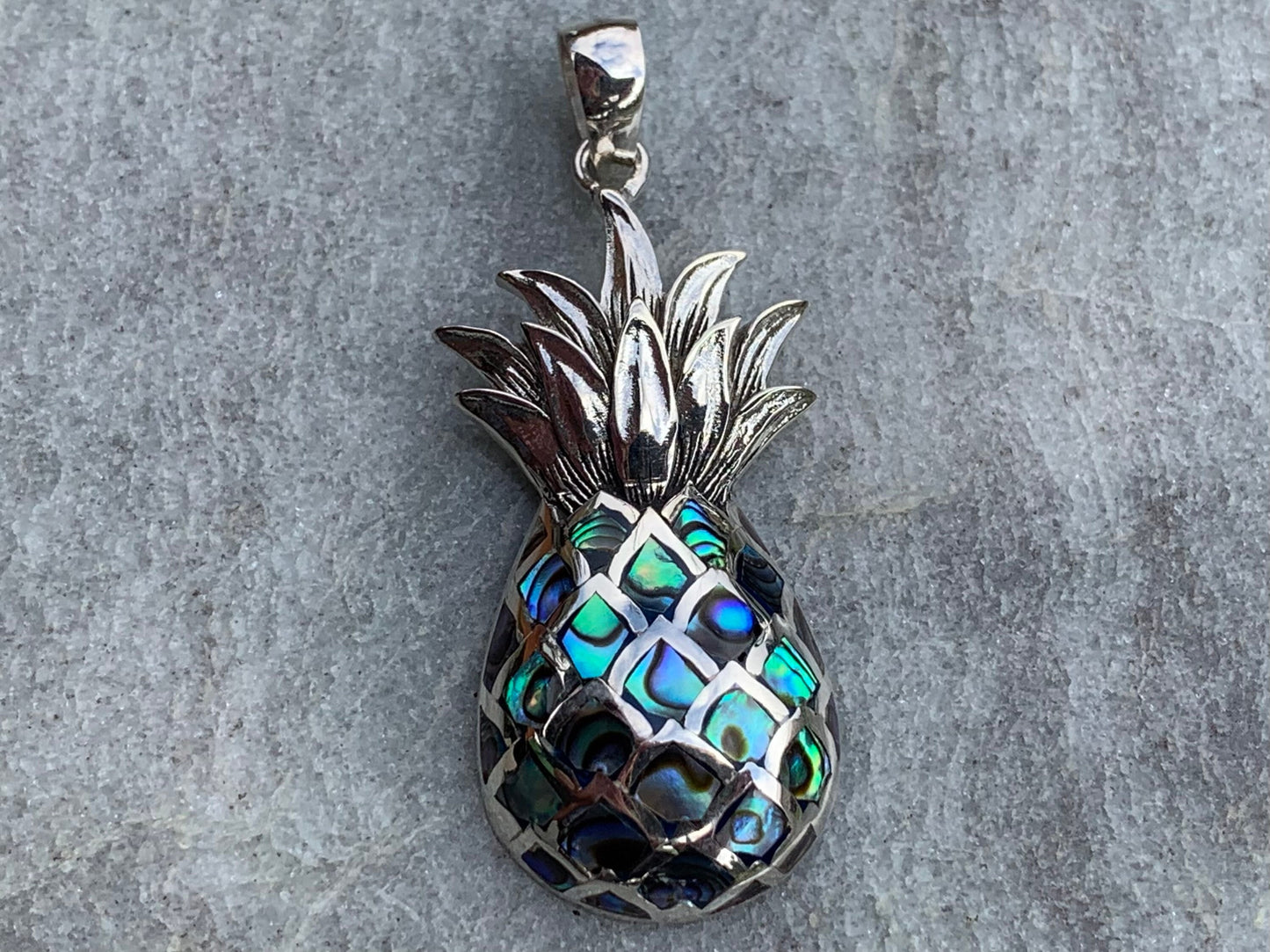 Pineapple Pendant Necklace | Paua Abalone Shell | Sterling Silver | Ocean | Beach | Gift | Jewelry | Handmade | Unique