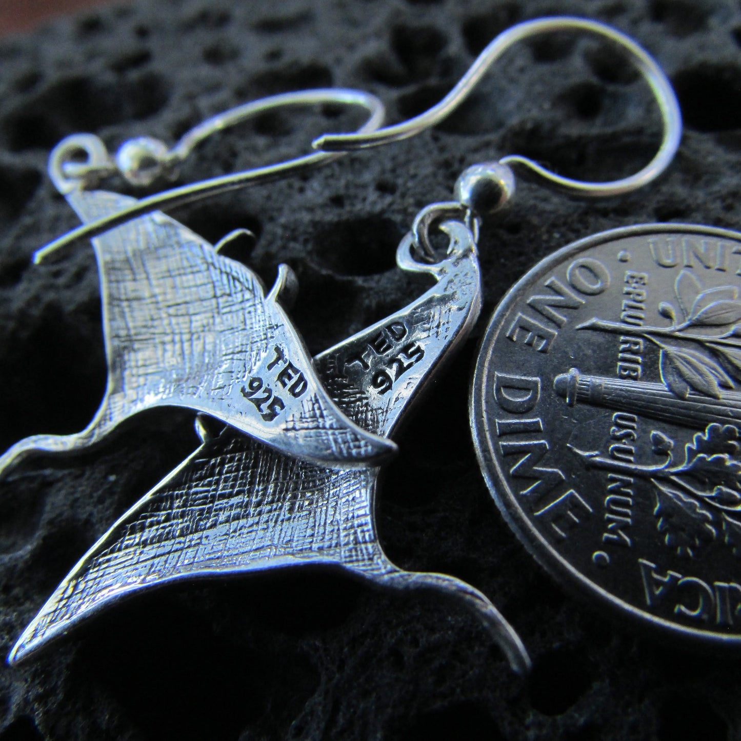 Manta Ray Earrings | Sterling Silver | Ocean | Beach | Gift | Jewelry | Handmade | Unique