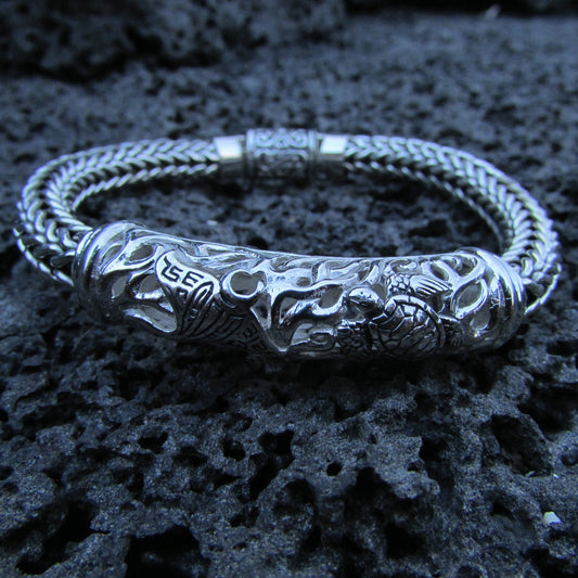 Mens Bracelet Gift Silver Metal | Manta Ray | Stingray | Turtle | Hawaii | Big Island