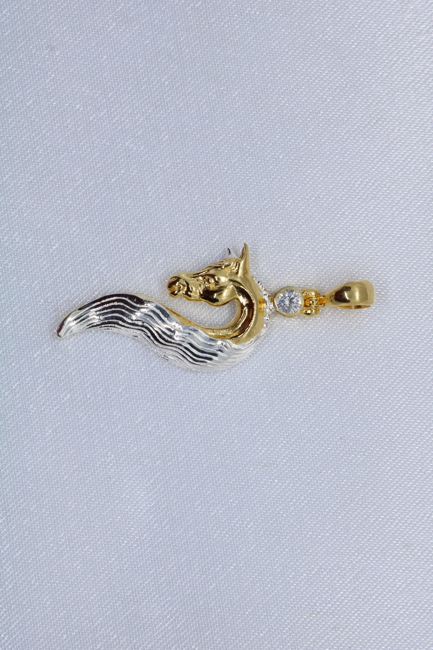 Horse Necklace Pendant. 3mm Diamond, or Zircon, 18K Gold Vermeil, Silver.