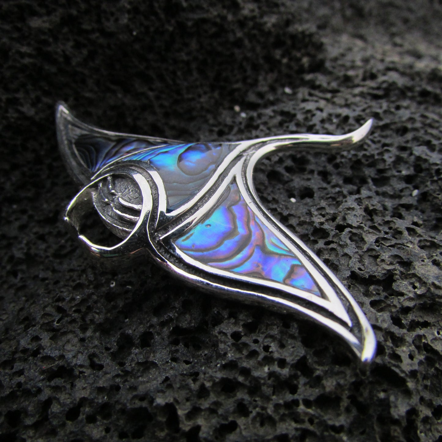 Manta Ray Necklace Pendant Handmade | Abalone | Paua Shell | Sterling Silver