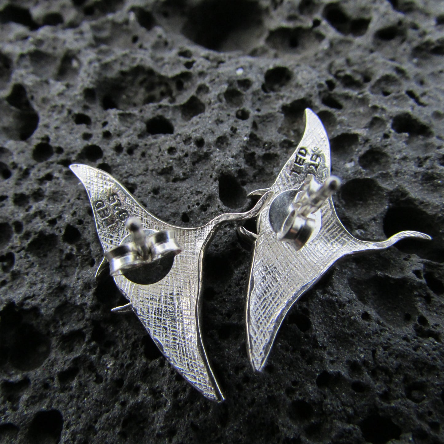 Manta Ray Earrings Studs | Sterling Silver | Ocean | Beach | Gift | Jewelry | Handmade | Unique